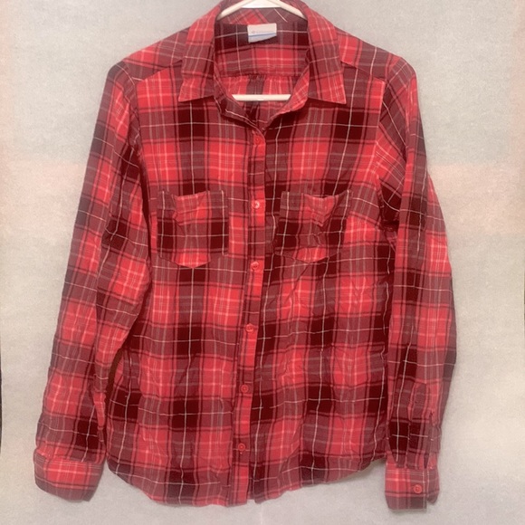 Columbia Tops - Columbia - Coral Maroon - Plaid Shirt